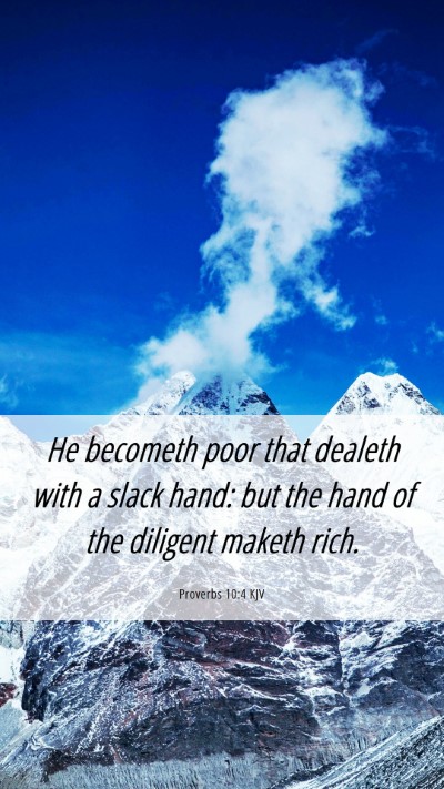 Picture 06 - Proverbs 10:4 KJV Mobile Phone Wallpaper - He becometh poor that dealeth with a slack hand: - Mobile Bible Verse Wallpaper