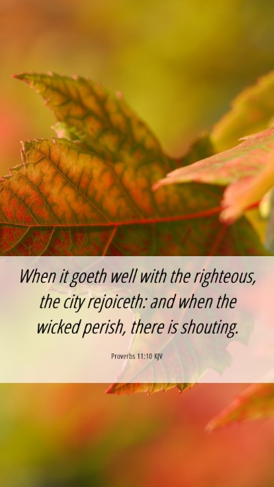 Picture 06 - Proverbs 11:10 KJV Mobile Phone Wallpaper - When it goeth well with the righteous, the city - Mobile Bible Verse Wallpaper