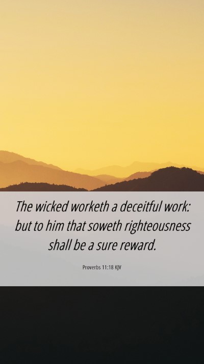 Picture 06 - Proverbs 11:18 KJV Mobile Phone Wallpaper - The wicked worketh a deceitful work: but to him - Mobile Bible Verse Wallpaper