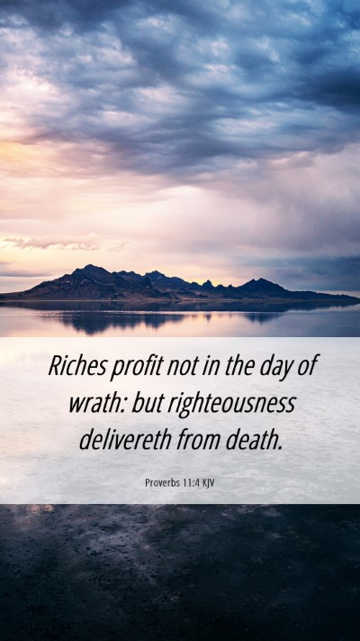Picture 06 - Proverbs 11:4 KJV Mobile Phone Wallpaper - Riches profit not in the day of wrath: but - Mobile Bible Verse Wallpaper