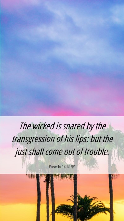 Picture 06 - Proverbs 12:13 KJV Mobile Phone Wallpaper - The wicked is snared by the transgression of his - Mobile Bible Verse Wallpaper