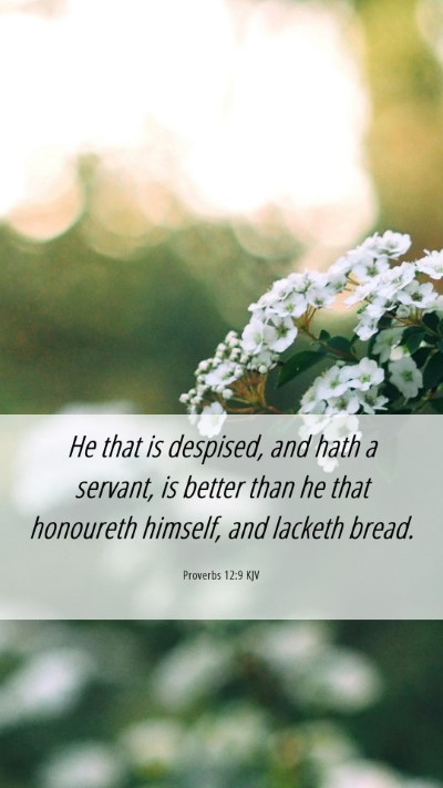Picture 06 - Proverbs 12:9 KJV Mobile Phone Wallpaper - He that is despised, and hath a servant, is - Mobile Bible Verse Wallpaper