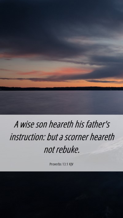 Picture 06 - Proverbs 13:1 KJV Mobile Phone Wallpaper - A wise son heareth his father's instruction: but - Mobile Bible Verse Wallpaper