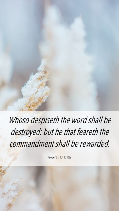 Picture 06 - Proverbs 13:13 KJV Mobile Phone Wallpaper - Whoso despiseth the word shall be destroyed: but - Mobile Bible Verse Wallpaper