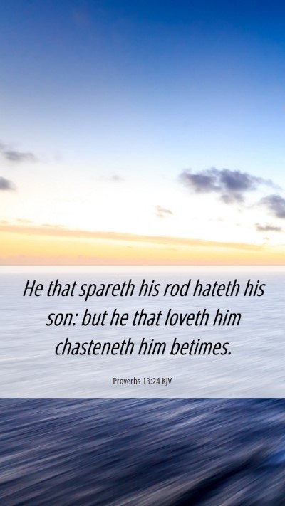 Picture 06 - Proverbs 13:24 KJV Mobile Phone Wallpaper - He that spareth his rod hateth his son: but he - Mobile Bible Verse Wallpaper