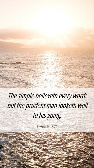 Picture 06 - Proverbs 14:15 KJV Mobile Phone Wallpaper - The simple believeth every word: but the prudent - Mobile Bible Verse Wallpaper