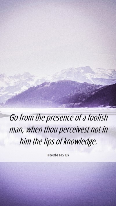 Picture 06 - Proverbs 14:7 KJV Mobile Phone Wallpaper - Go from the presence of a foolish man, when thou - Mobile Bible Verse Wallpaper