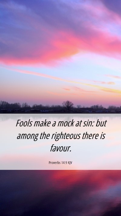 Picture 06 - Proverbs 14:9 KJV Mobile Phone Wallpaper - Fools make a mock at sin: but among the righteous - Mobile Bible Verse Wallpaper