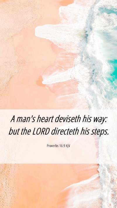 Picture 06 - Proverbs 16:9 KJV Mobile Phone Wallpaper - A man's heart deviseth his way: but the LORD - Mobile Bible Verse Wallpaper