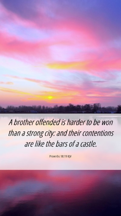 Picture 06 - Proverbs 18:19 KJV Mobile Phone Wallpaper - A brother offended is harder to be won than a - Mobile Bible Verse Wallpaper