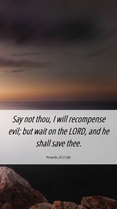 Picture 06 - Proverbs 20:22 KJV Mobile Phone Wallpaper - Say not thou, I will recompense evil; but wait on - Mobile Bible Verse Wallpaper