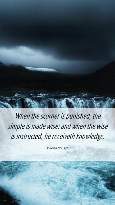 Picture 06 - Proverbs 21:11 KJV Mobile Phone Wallpaper - When the scorner is punished, the simple is made - Mobile Bible Verse Wallpaper