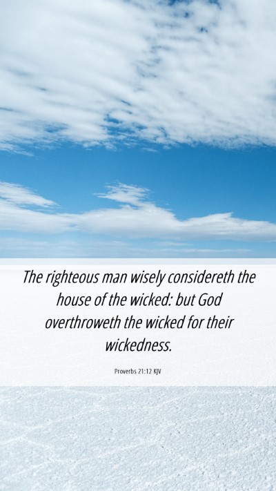Picture 06 - Proverbs 21:12 KJV Mobile Phone Wallpaper - The righteous man wisely considereth the house of - Mobile Bible Verse Wallpaper