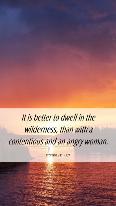 Picture 06 - Proverbs 21:19 KJV Mobile Phone Wallpaper - It is better to dwell in the wilderness, than - Mobile Bible Verse Wallpaper