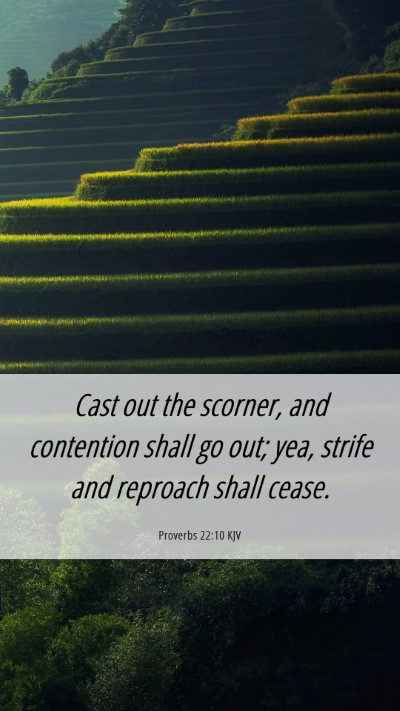 Picture 06 - Proverbs 22:10 KJV Mobile Phone Wallpaper - Cast out the scorner, and contention shall go - Mobile Bible Verse Wallpaper