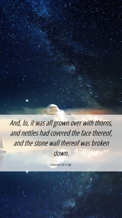 Picture 06 - Proverbs 24:31 KJV Mobile Phone Wallpaper - And, lo, it was all grown over with thorns, and - Mobile Bible Verse Wallpaper