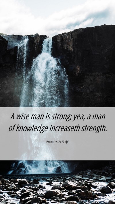 Picture 06 - Proverbs 24:5 KJV Mobile Phone Wallpaper - A wise man is strong; yea, a man of knowledge - Mobile Bible Verse Wallpaper
