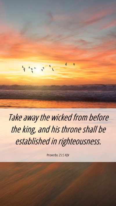 Picture 06 - Proverbs 25:5 KJV Mobile Phone Wallpaper - Take away the wicked from before the king, and - Mobile Bible Verse Wallpaper