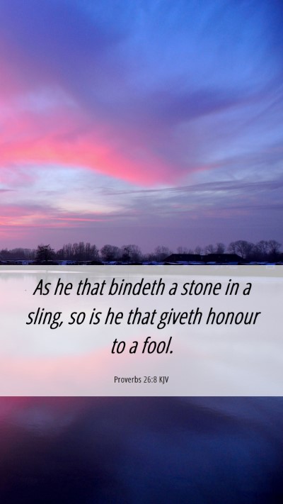 Picture 06 - Proverbs 26:8 KJV Mobile Phone Wallpaper - As he that bindeth a stone in a sling, so is he - Mobile Bible Verse Wallpaper