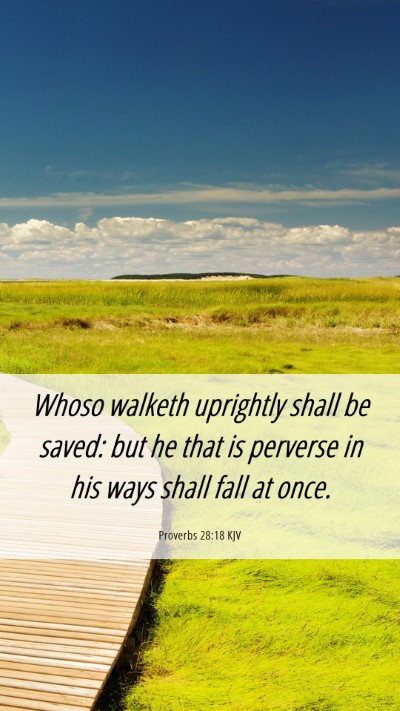 Picture 06 - Proverbs 28:18 KJV Mobile Phone Wallpaper - Whoso walketh uprightly shall be saved: but he - Mobile Bible Verse Wallpaper