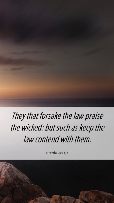 Picture 06 - Proverbs 28:4 KJV Mobile Phone Wallpaper - They that forsake the law praise the wicked: but - Mobile Bible Verse Wallpaper