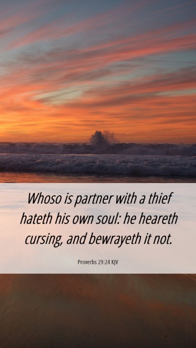 Picture 06 - Proverbs 29:24 KJV Mobile Phone Wallpaper - Whoso is partner with a thief hateth his own - Mobile Bible Verse Wallpaper