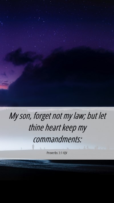 Picture 06 - Proverbs 3:1 KJV Mobile Phone Wallpaper - My son, forget not my law; but let thine heart - Mobile Bible Verse Wallpaper