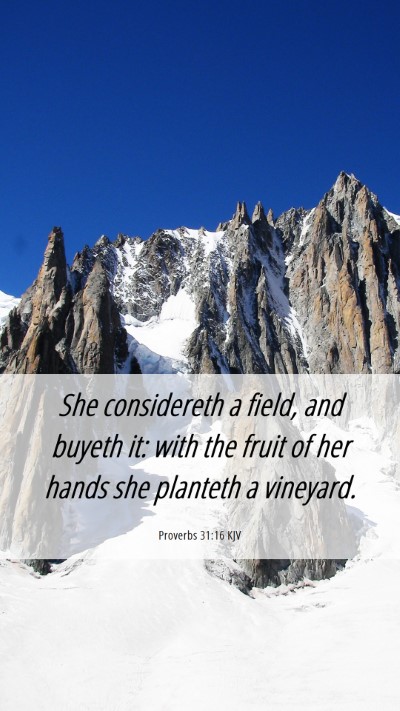 Picture 06 - Proverbs 31:16 KJV Mobile Phone Wallpaper - She considereth a field, and buyeth it: with the - Mobile Bible Verse Wallpaper