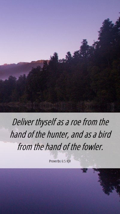 Picture 06 - Proverbs 6:5 KJV Mobile Phone Wallpaper - Deliver thyself as a roe from the hand of the - Mobile Bible Verse Wallpaper