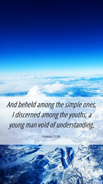 Picture 06 - Proverbs 7:7 KJV Mobile Phone Wallpaper - And beheld among the simple ones, I discerned - Mobile Bible Verse Wallpaper