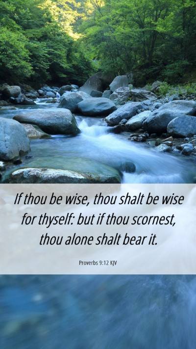 Picture 06 - Proverbs 9:12 KJV Mobile Phone Wallpaper - If thou be wise, thou shalt be wise for thyself: - Mobile Bible Verse Wallpaper