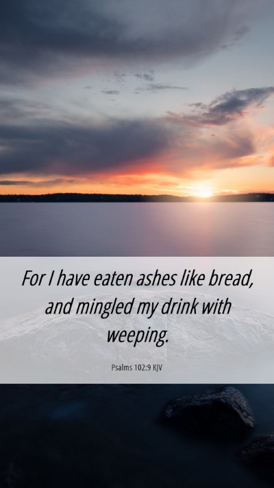 Picture 06 - Psalms 102:9 KJV Mobile Phone Wallpaper - For I have eaten ashes like bread, and mingled my - Mobile Bible Verse Wallpaper