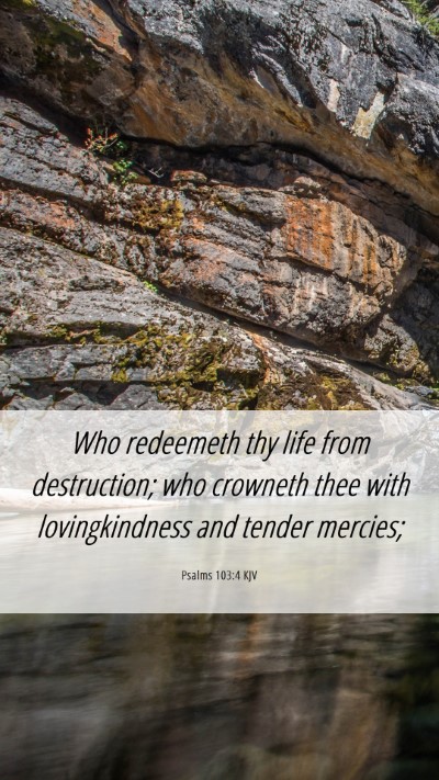 Picture 06 - Psalms 103:4 KJV Mobile Phone Wallpaper - Who redeemeth thy life from destruction; who - Mobile Bible Verse Wallpaper