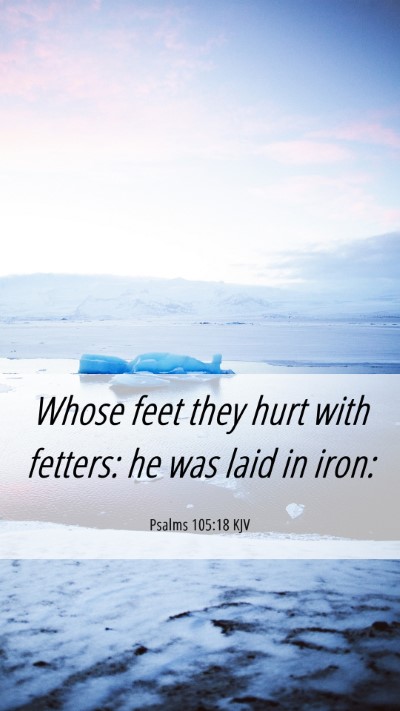 Picture 06 - Psalms 105:18 KJV Mobile Phone Wallpaper - Whose feet they hurt with fetters: he was laid in - Mobile Bible Verse Wallpaper