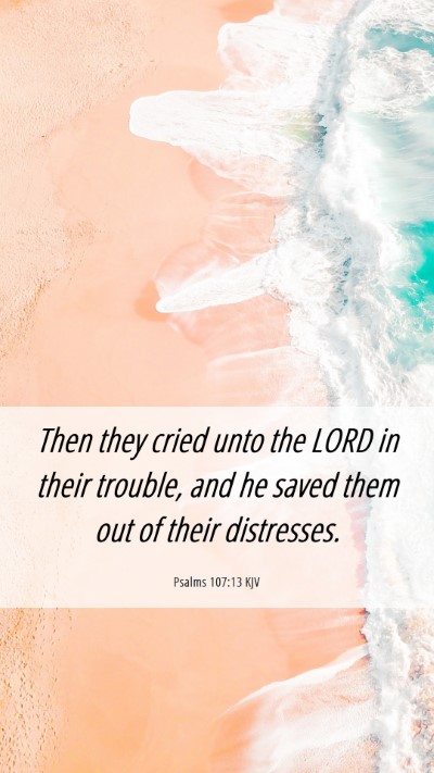 Picture 06 - Psalms 107:13 KJV Mobile Phone Wallpaper - Then they cried unto the LORD in their trouble, - Mobile Bible Verse Wallpaper