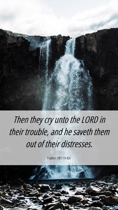 Picture 06 - Psalms 107:19 KJV Mobile Phone Wallpaper - Then they cry unto the LORD in their trouble, and - Mobile Bible Verse Wallpaper