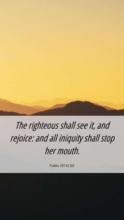 Picture 06 - Psalms 107:42 KJV Mobile Phone Wallpaper - The righteous shall see it, and rejoice: and all - Mobile Bible Verse Wallpaper