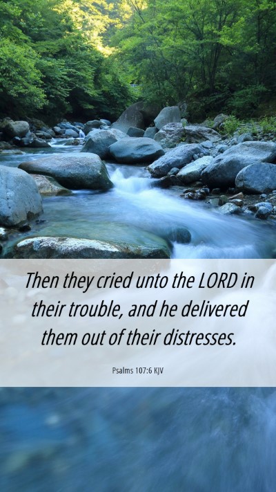Picture 06 - Psalms 107:6 KJV Mobile Phone Wallpaper - Then they cried unto the LORD in their trouble, - Mobile Bible Verse Wallpaper