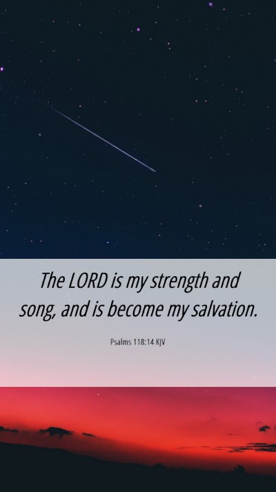 Picture 06 - Psalms 118:14 KJV Mobile Phone Wallpaper - The LORD is my strength and song, and is become - Mobile Bible Verse Wallpaper