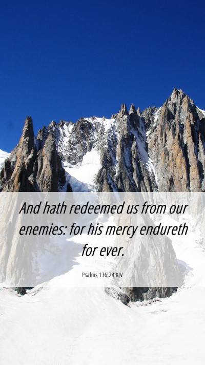 Picture 06 - Psalms 136:24 KJV Mobile Phone Wallpaper - And hath redeemed us from our enemies: for his - Mobile Bible Verse Wallpaper
