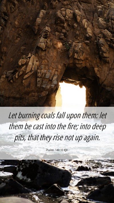 Picture 06 - Psalms 140:10 KJV Mobile Phone Wallpaper - Let burning coals fall upon them: let them be - Mobile Bible Verse Wallpaper