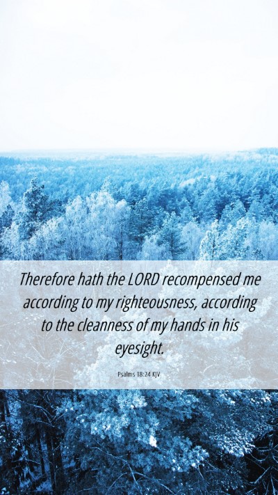 Picture 06 - Psalms 18:24 KJV Mobile Phone Wallpaper - Therefore hath the LORD recompensed me according - Mobile Bible Verse Wallpaper