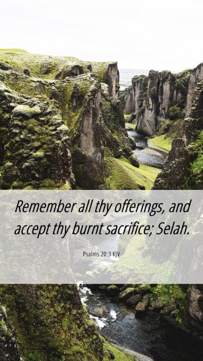 Picture 06 - Psalms 20:3 KJV Mobile Phone Wallpaper - Remember all thy offerings, and accept thy burnt - Mobile Bible Verse Wallpaper