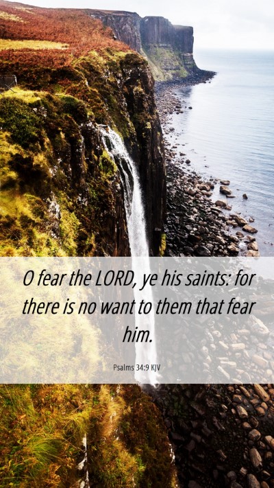 Picture 06 - Psalms 34:9 KJV Mobile Phone Wallpaper - O fear the LORD, ye his saints: for there is no - Mobile Bible Verse Wallpaper