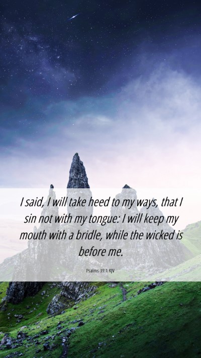Picture 06 - Psalms 39:1 KJV Mobile Phone Wallpaper - I said, I will take heed to my ways, that I sin - Mobile Bible Verse Wallpaper