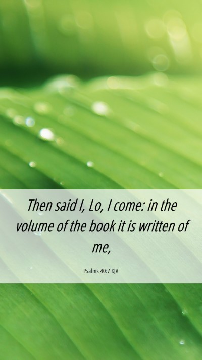 Picture 06 - Psalms 40:7 KJV Mobile Phone Wallpaper - Then said I, Lo, I come: in the volume of the - Mobile Bible Verse Wallpaper
