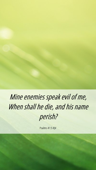 Picture 06 - Psalms 41:5 KJV Mobile Phone Wallpaper - Mine enemies speak evil of me, When shall he die, - Mobile Bible Verse Wallpaper