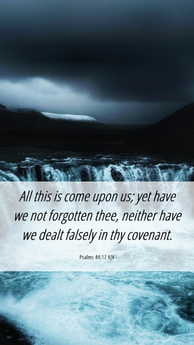 Picture 06 - Psalms 44:17 KJV Mobile Phone Wallpaper - All this is come upon us; yet have we not - Mobile Bible Verse Wallpaper