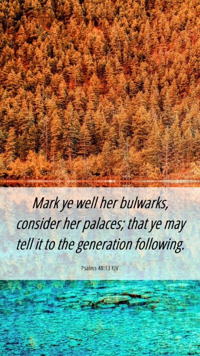 Picture 06 - Psalms 48:13 KJV Mobile Phone Wallpaper - Mark ye well her bulwarks, consider her palaces; - Mobile Bible Verse Wallpaper