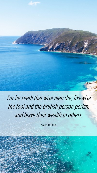 Picture 06 - Psalms 49:10 KJV Mobile Phone Wallpaper - For he seeth that wise men die, likewise the fool - Mobile Bible Verse Wallpaper